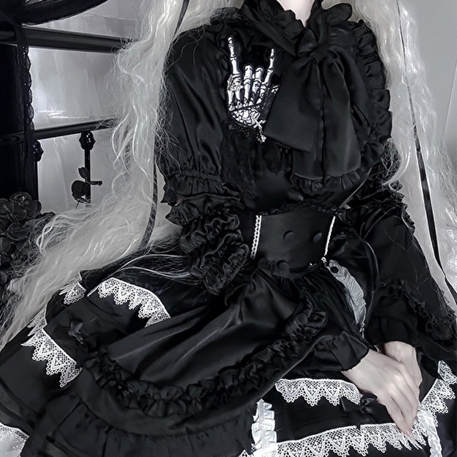 ゴスロリ通販 With U ゴシック ロリィタ アクセサリー ブローチ ドクロの手 ヘアアクセサリー 頭飾り チェーンクロス 十字架 病み可愛い