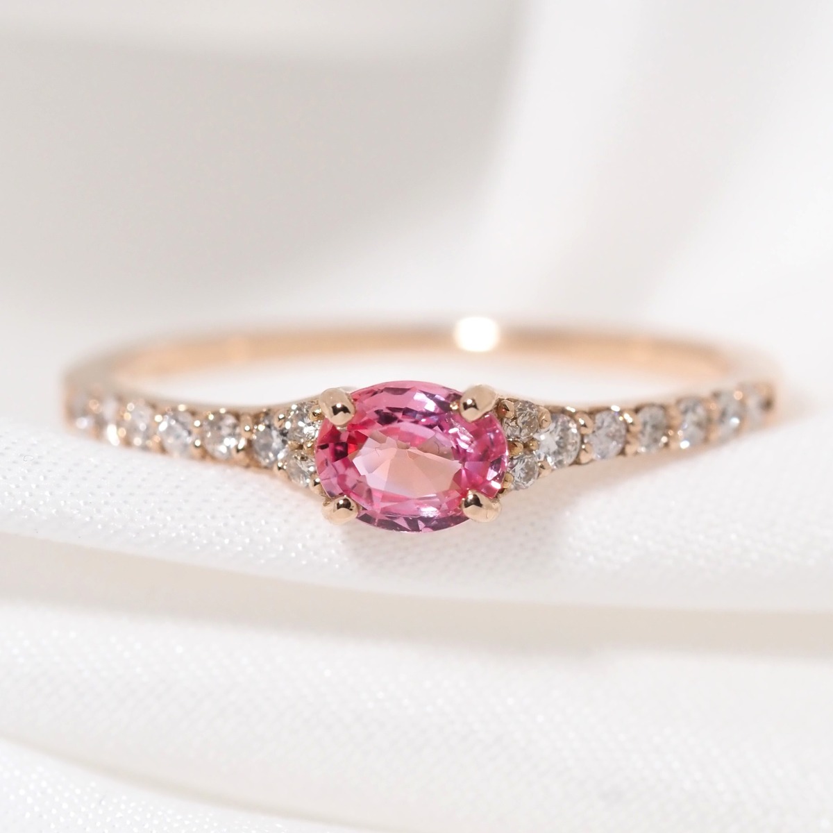 パパラチアサファイア 0.36ct D0.14ct リング k18pg | fortejewelry