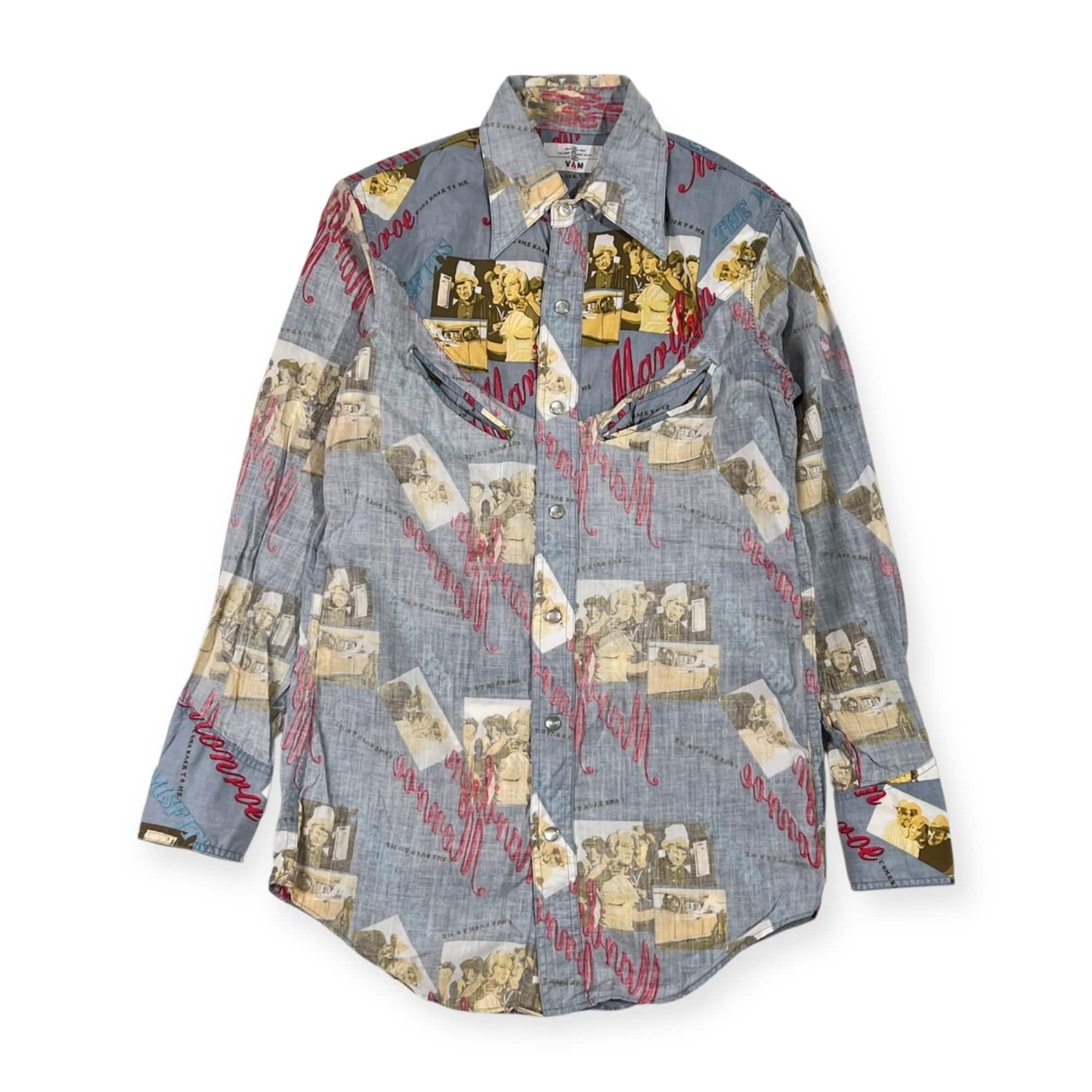 80s 90s VAN JAC ヴァンヂャケット マリリンモンロー 長袖 ウエスタン シャツ 長袖 サイズ S /ブルー系 メンズ ビンテージ