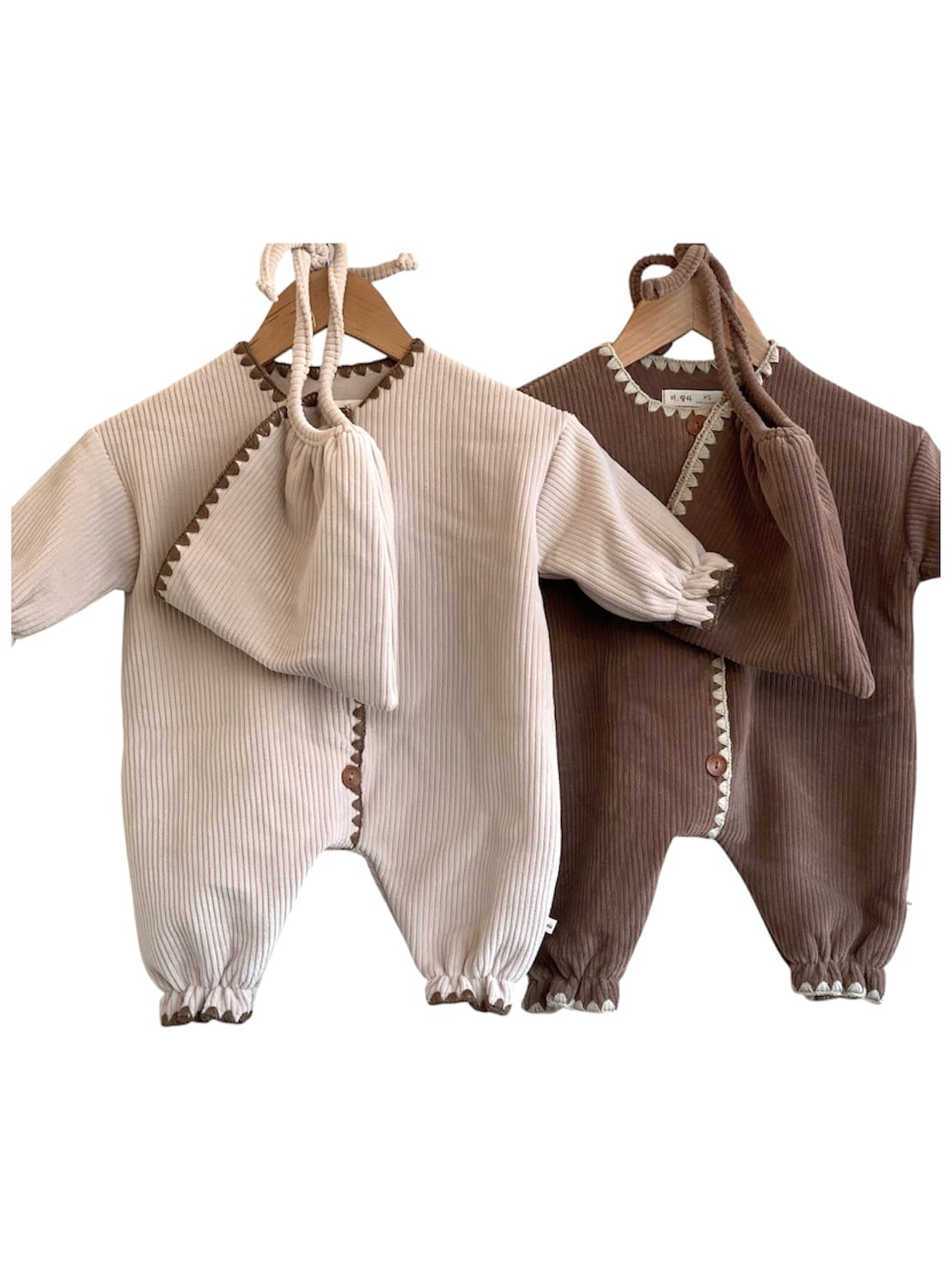 corduroy rompers & bonnet