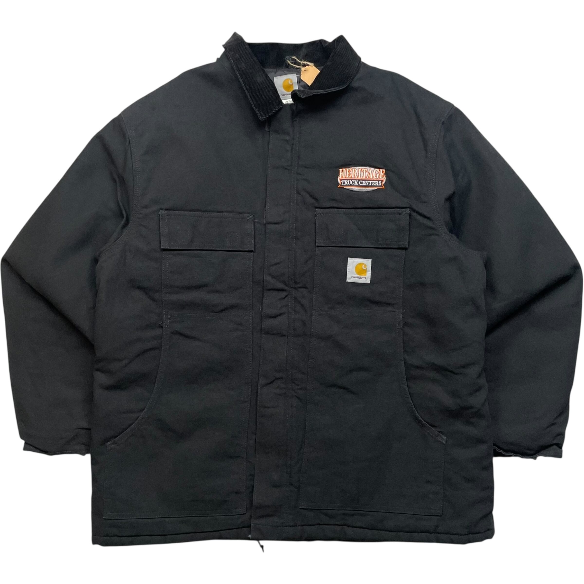 《XL》Carhartt カーハート ダックジャケット トラディショナルジャケット 襟コーデュロイ 企業ロゴ 刺繍 裏地キルティング ブラック no.8764