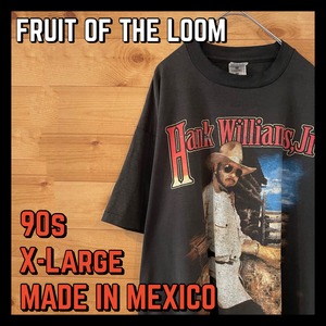 【FRUIT OF THE LOOM】 90s Hank Williams Jr ハンクウィリアムズ JR XL シングルステッチ Tシャツ US古着 アメリカ古着