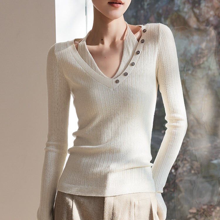 レイヤード風 リブ編み ニット 2col H11167