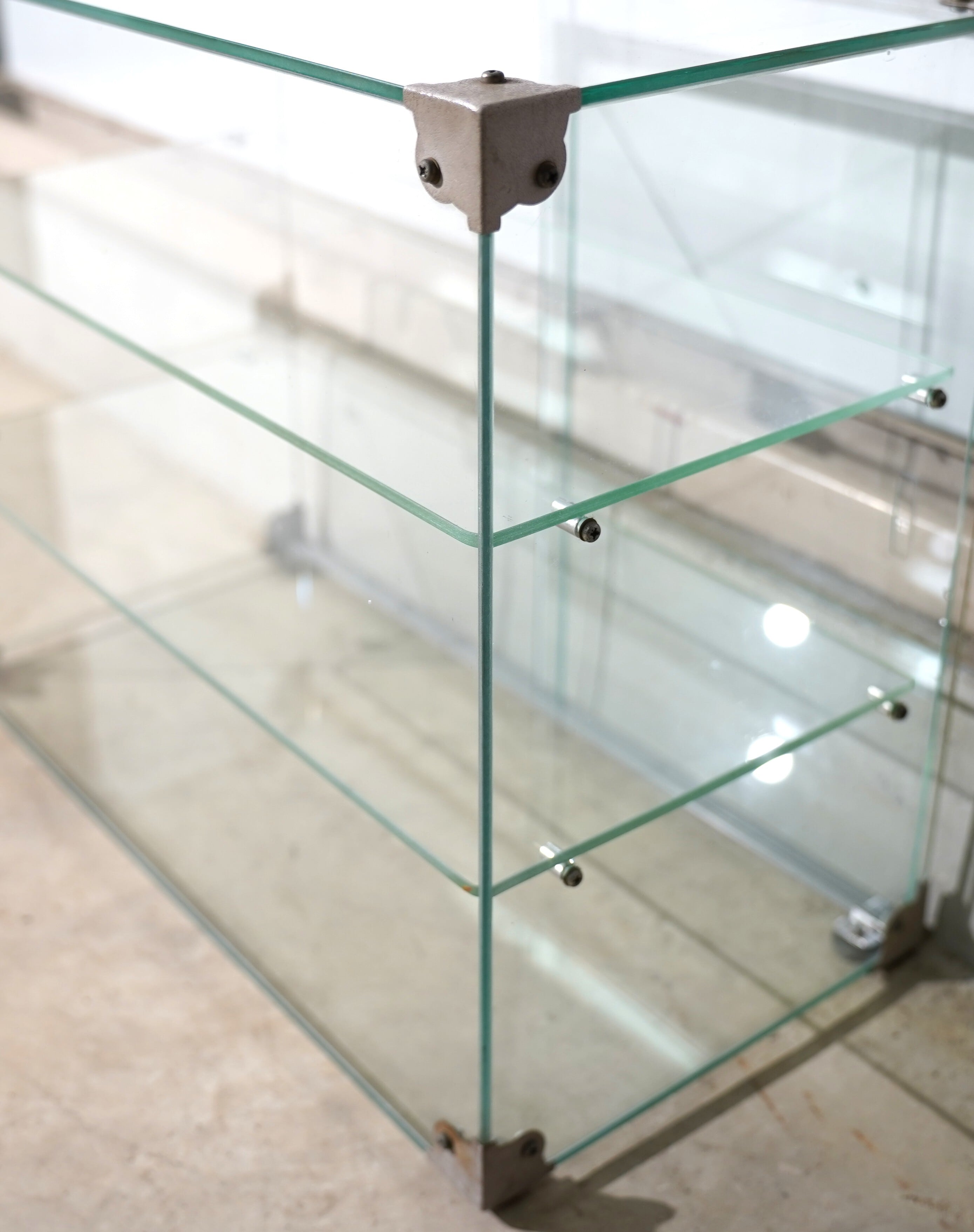 レトロ　ショーケース アンティーク・レトロ調 ガラスケースW900mm 木製風 チーク