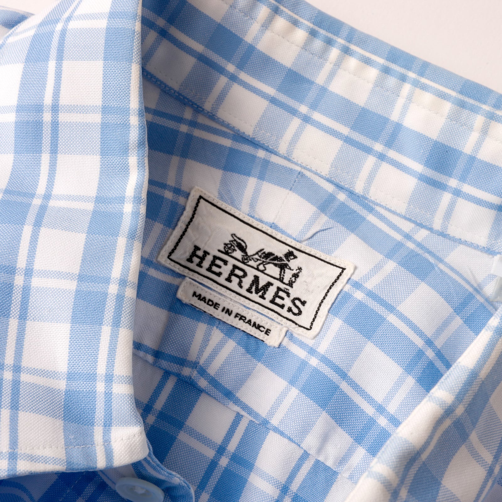 定価14万】HERMES special cotton check shirt made in France mint