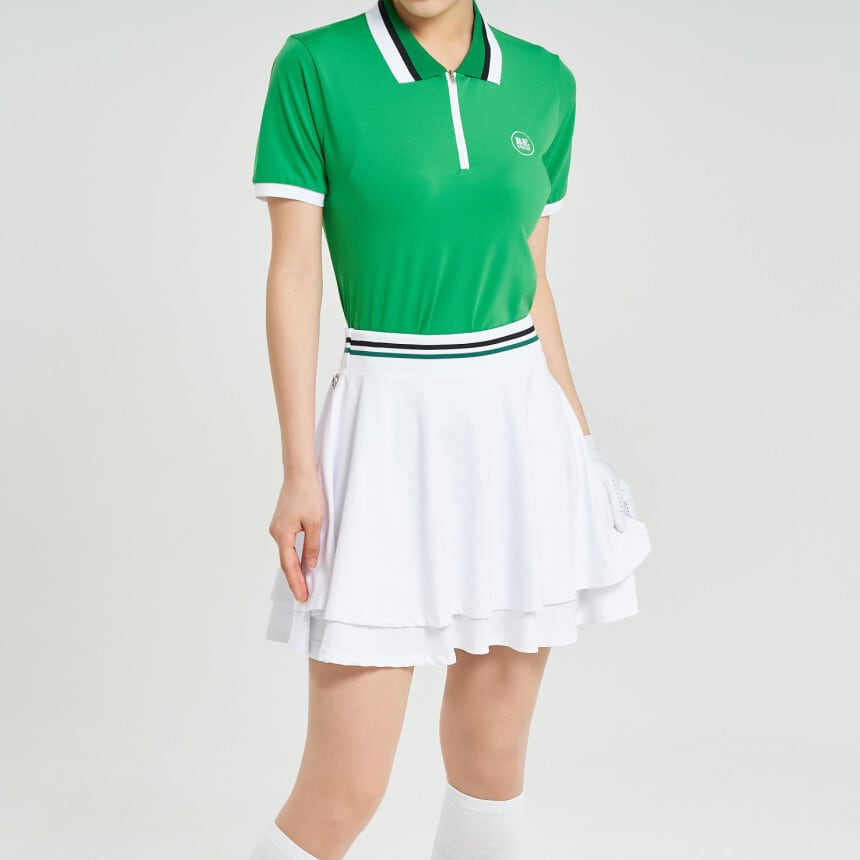 ハーフジップクール半袖ポロシャツ