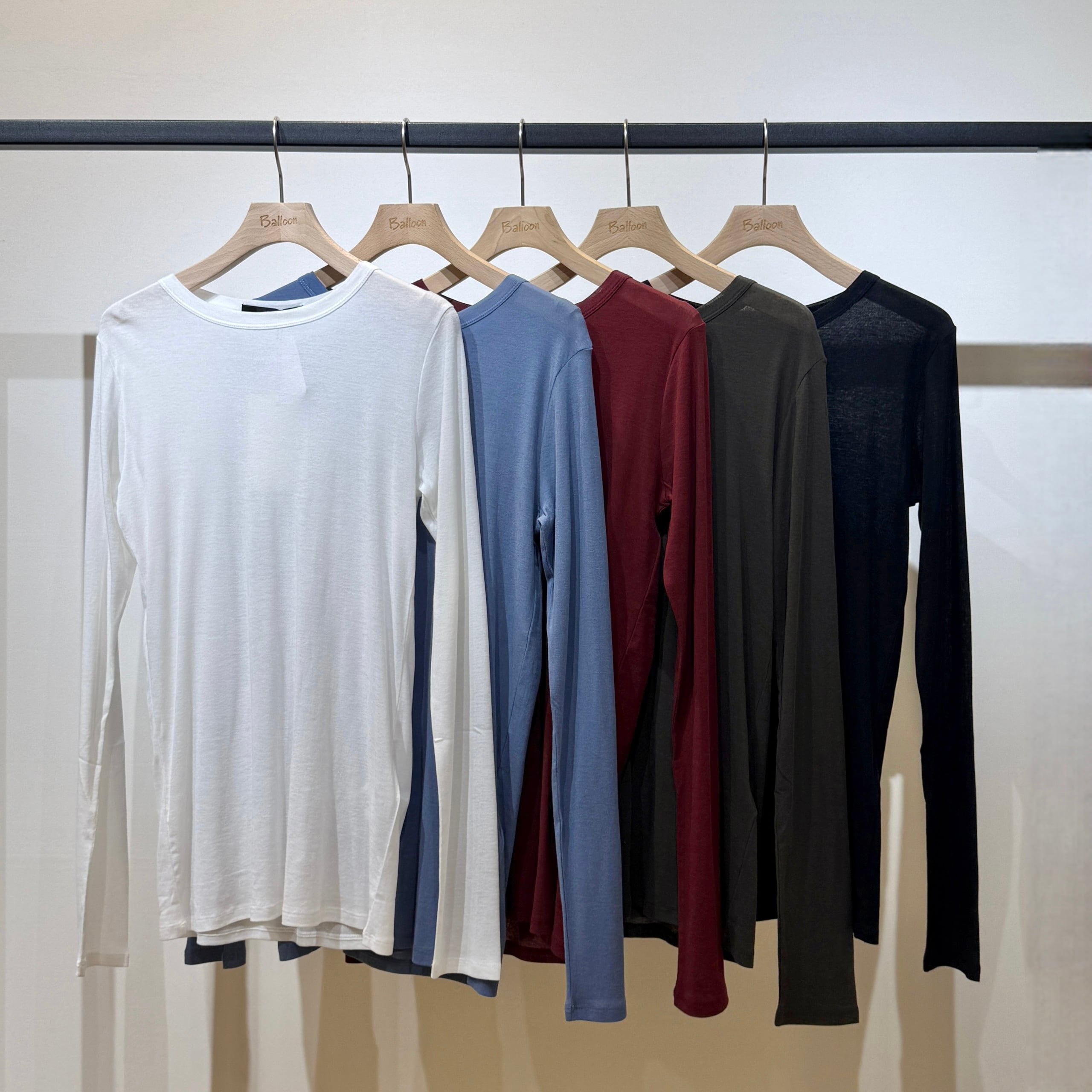 シアーストレッチリブクルーネックPO
