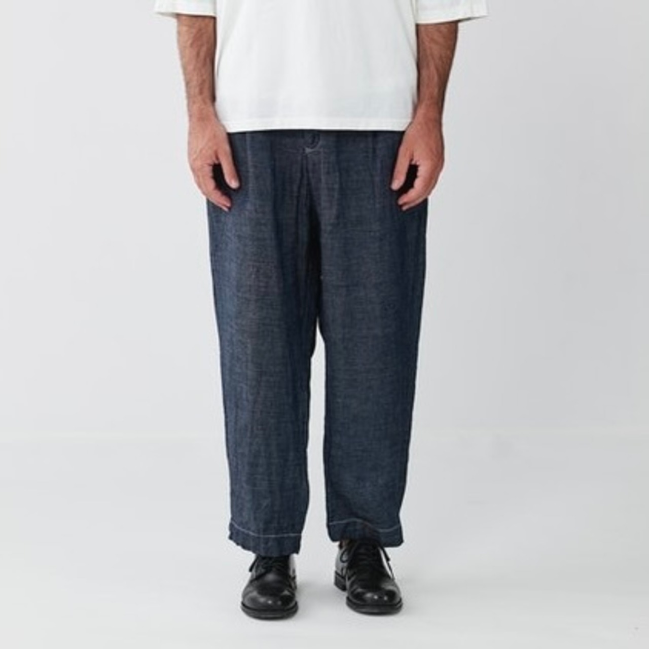 SAGE DE CRET   9/10 Length One -tuck Wide Pants "Linen Denim"