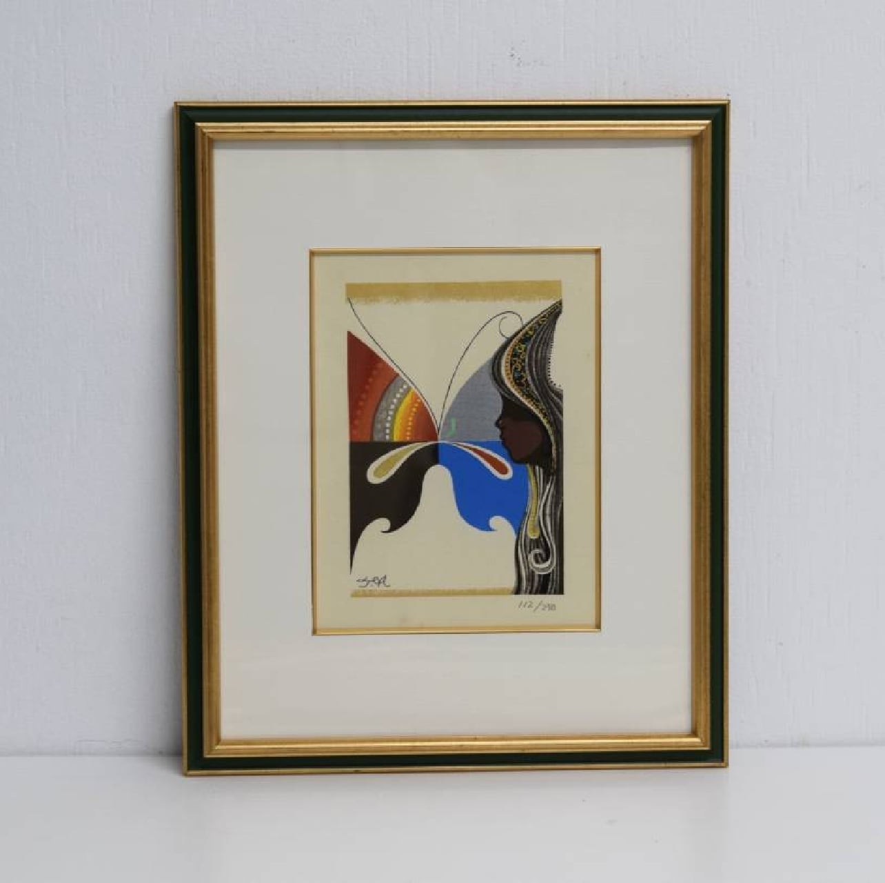 木版画 中山正 新潟市の版画家 蝶と女 112/250 版上サインあり