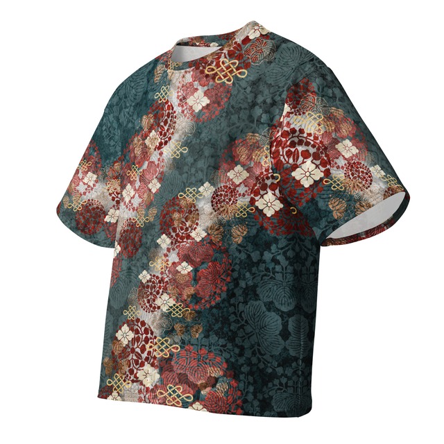 和紋様装飾　御召茶　和柄ユニセックス 150G Breeze Tシャツ