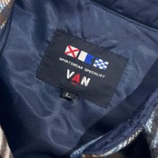 70s VAN JAC ヴァンヂャケット チェック 長袖 ウールシャツ ジャケット L/ブルー系 メンズ ビンテージ