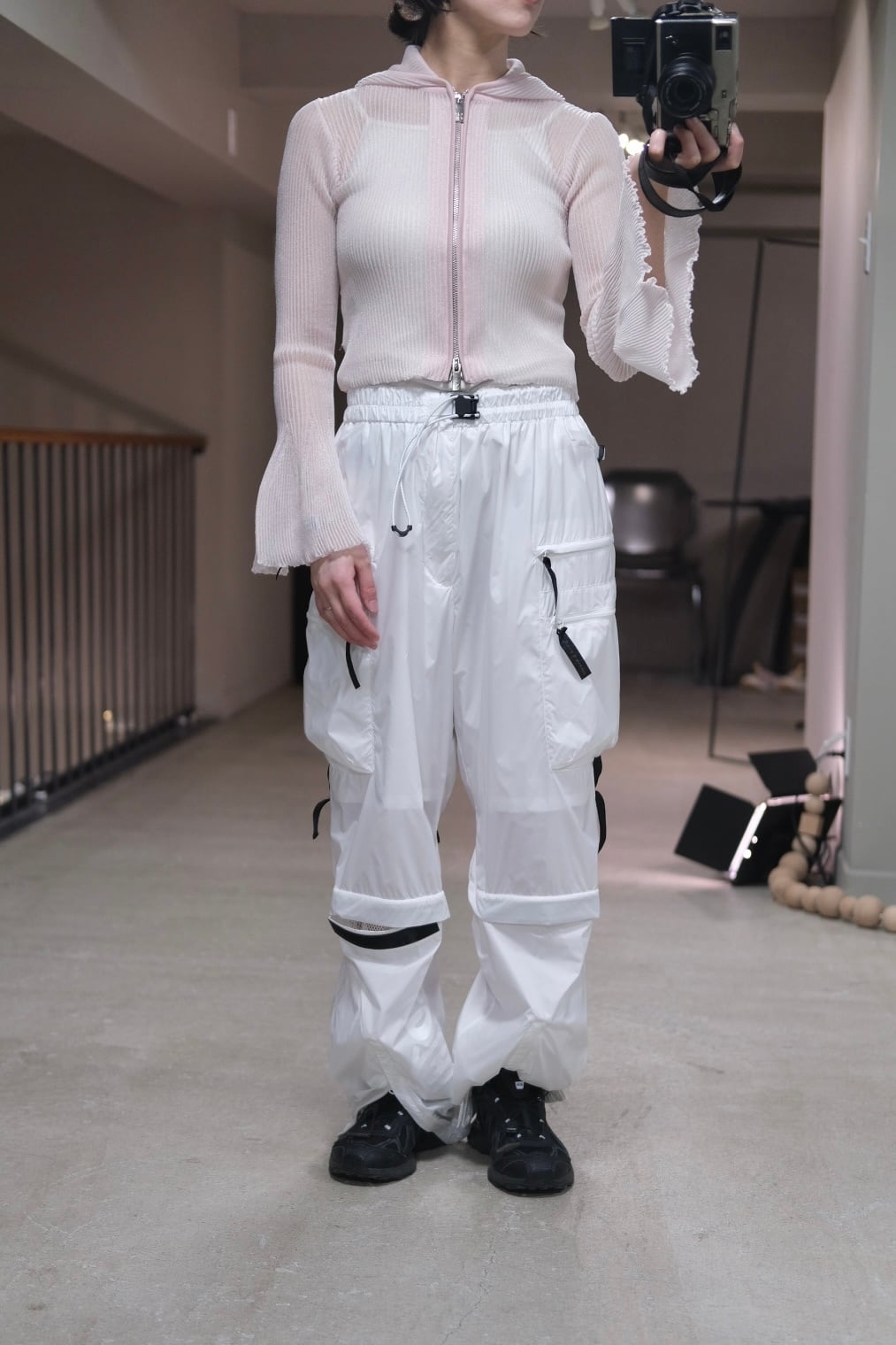 CFCL】HYPHA LUCENT GLITTER HOODIE JACKET -EGGSHELL PINK-OPAL- | loop