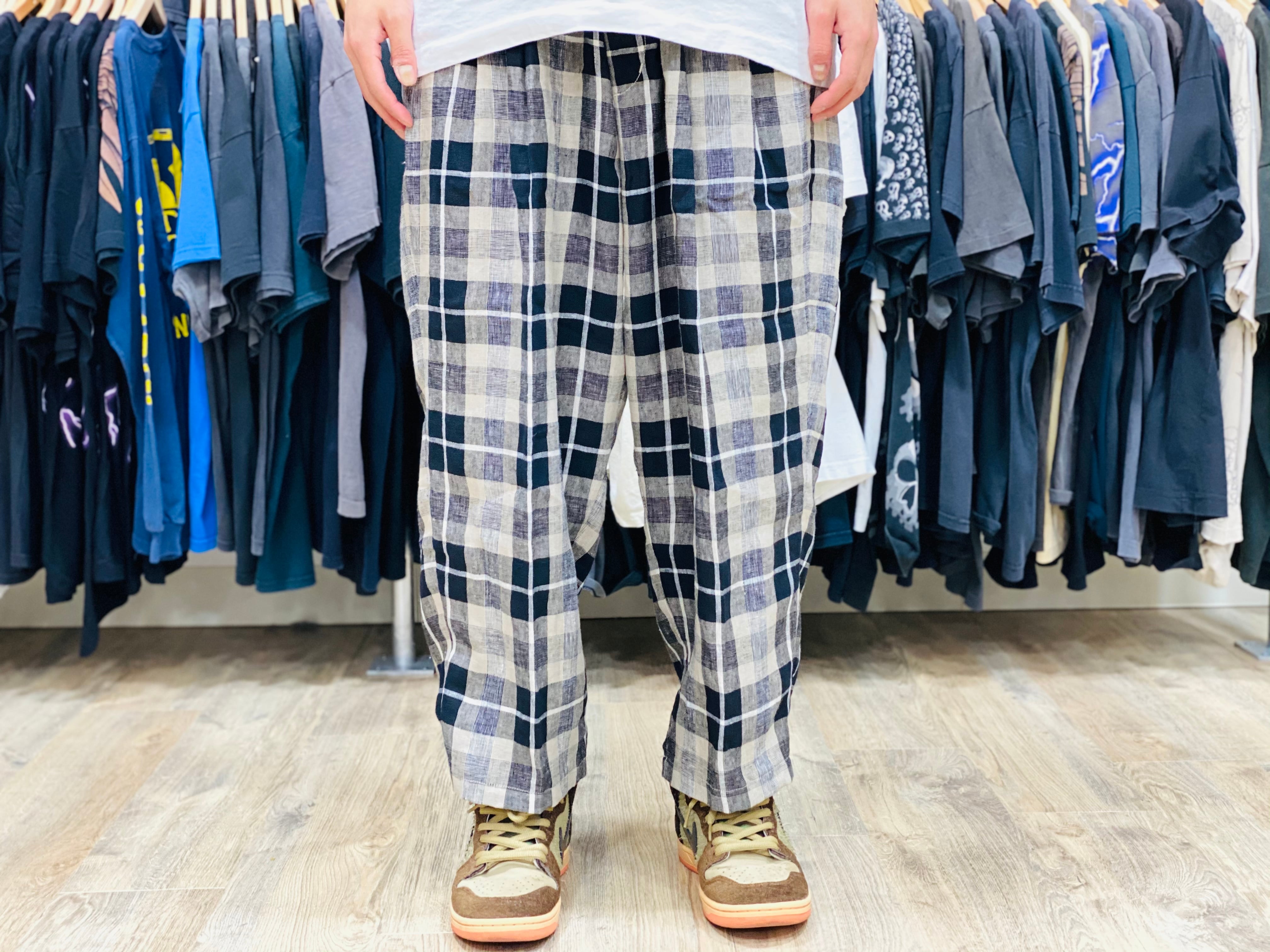 ONLINE LIMITED COOTIE 20SS Linen Check 2 Tuck Easy Pants CTE
