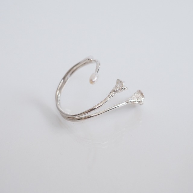 カラーとパールのフォークリング(silver×water pearl)
