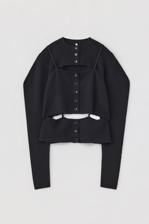 RIB LAYERED CARDIGAN 26AWAC-002 BLACK