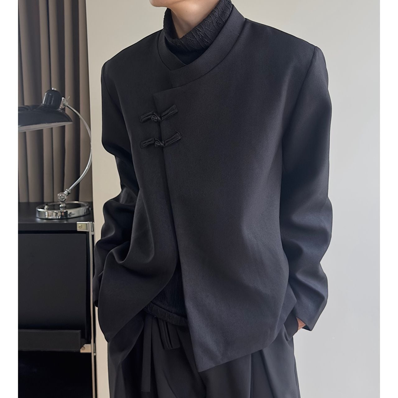 Short stand-collar double-breasted jacket(MT1652)