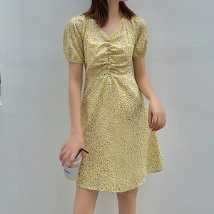 シャーリング花柄ワンピース　A2189