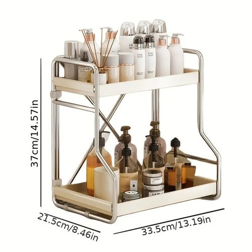 小物 収納 ラック 化粧品収納 2層 キッチン収納棚 調味料メイクアップオーガナイザー おしゃれ 北欧