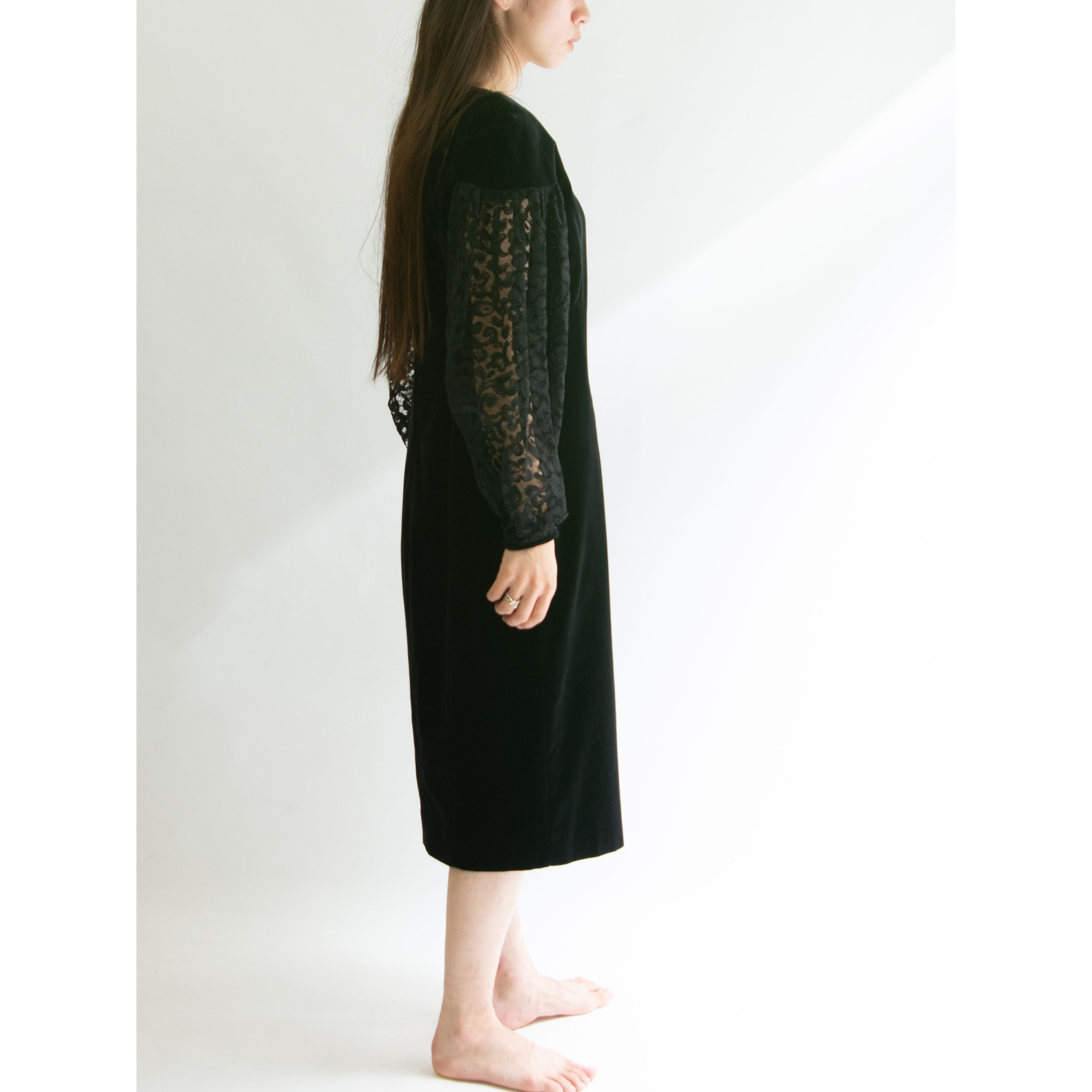 【LANVIN PARIS】Made in France 80's velour dress（ランバン フランス製ベロアドレス ワンピース）2a