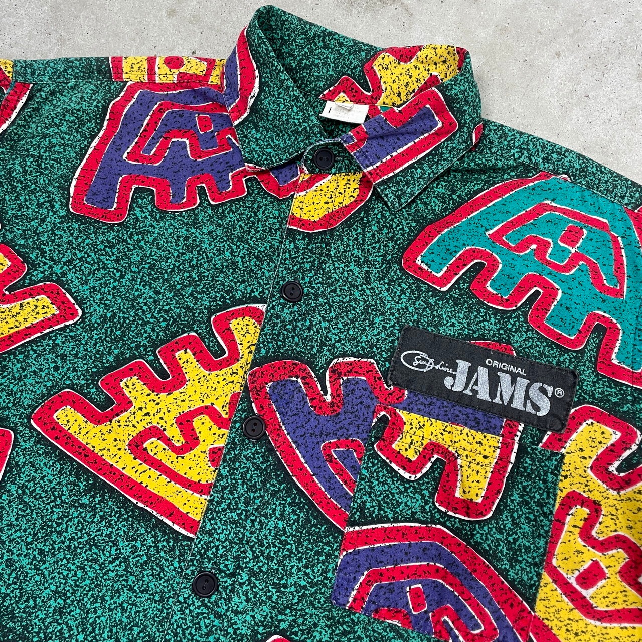 90年代 ORIGINAL JAMS 総柄シャツ メンズL 古着 サーフ 90s 西海岸 
