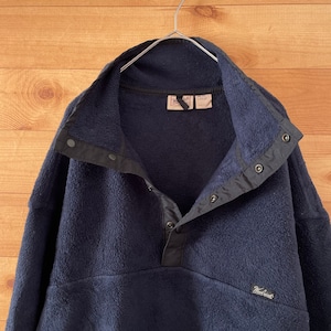 【Woolrich】USA製 ハーフスナップ フリース ジャケット ネイビー  サイズL プルオーバー ポーラーテック アメリカ古着