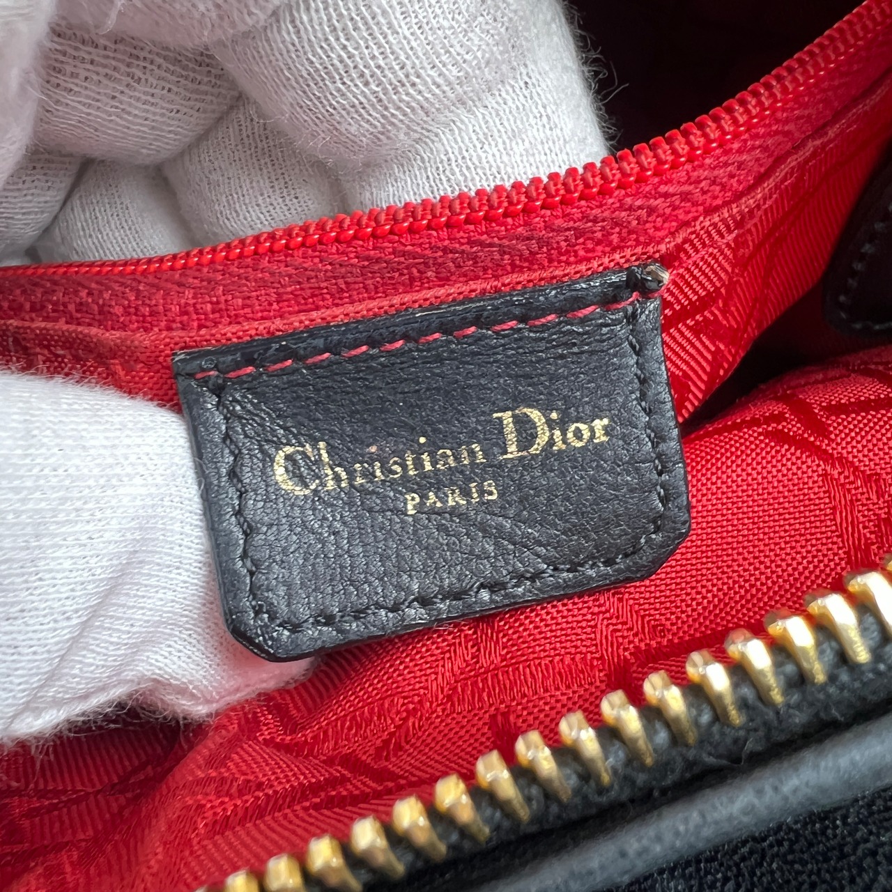 Dior レディディオール  カナージュレザー ハンドバッグ ブラック A-12281