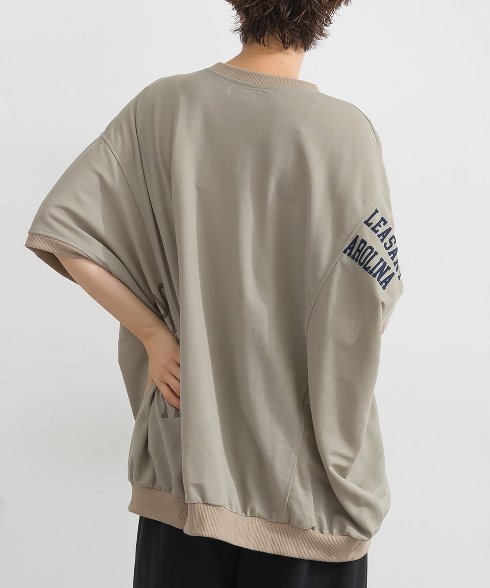 J262076 【接触冷感シリーズ】リメイク風ドルマンハーフZIPプリント