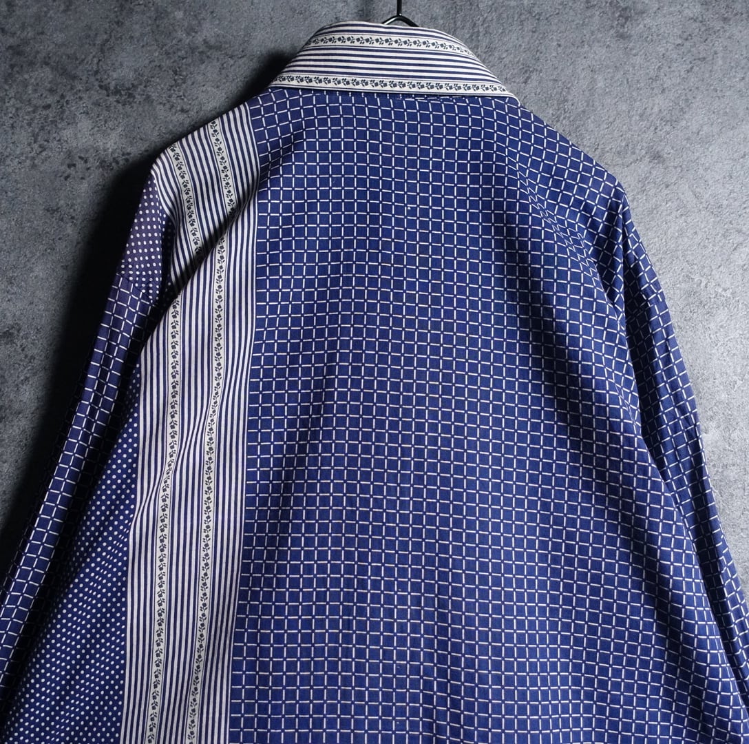 70s “GIVENCHY” Asymmetric design big collar shirt | 古着屋 FORCE 70s “GIVENCHY” Asymmetric design big collar shirt | 古着屋 FORCE