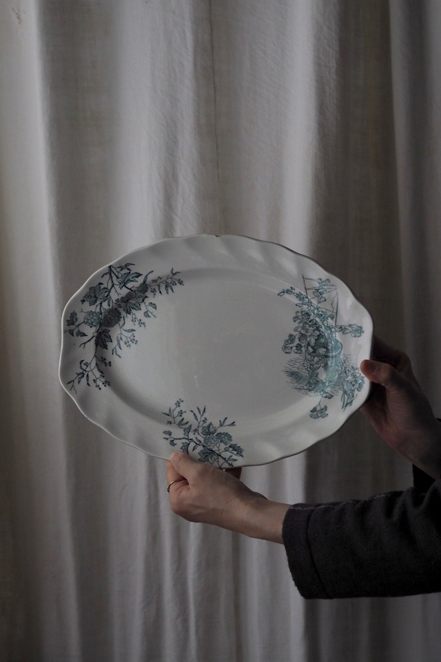 サンザシのオーバル皿-antique England oval plate