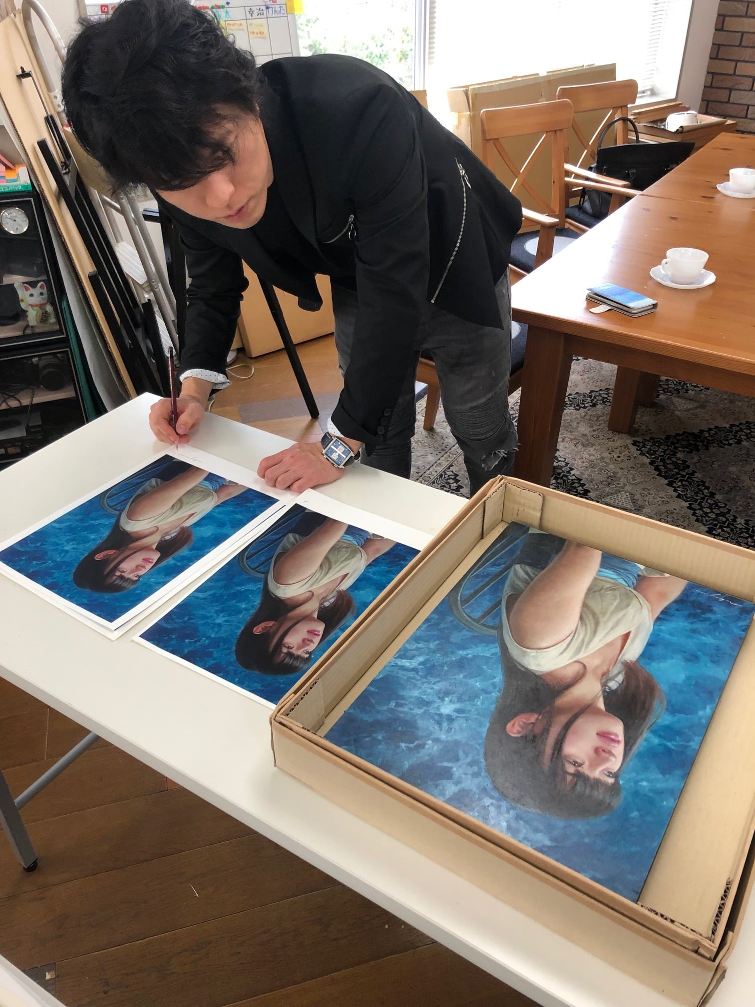 真作保障 写実絵画 中島健太 10号位の大作「海」油彩 多方面で活躍し
