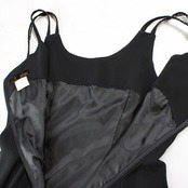 【美品 日本製社交ダンス衣装】ワンピース ドレス SEKINE セキネ 黒 ブラック Sサイズ ラインストーン 無地 シンプル 上品