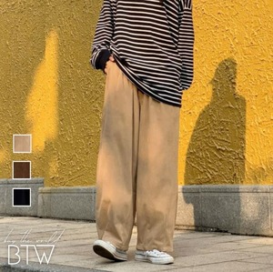 【韓国メンズファッション】コーデュロイ ワイドレッグ ストレートパンツ  無地 シンプル ゆったり カジュアルパンツ BW2068