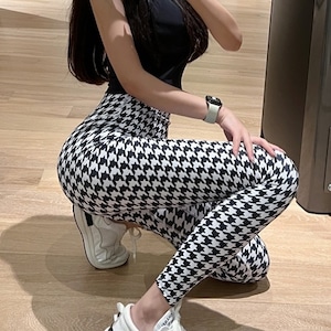 Houndstooth Pattern High Waist Leggings 1108