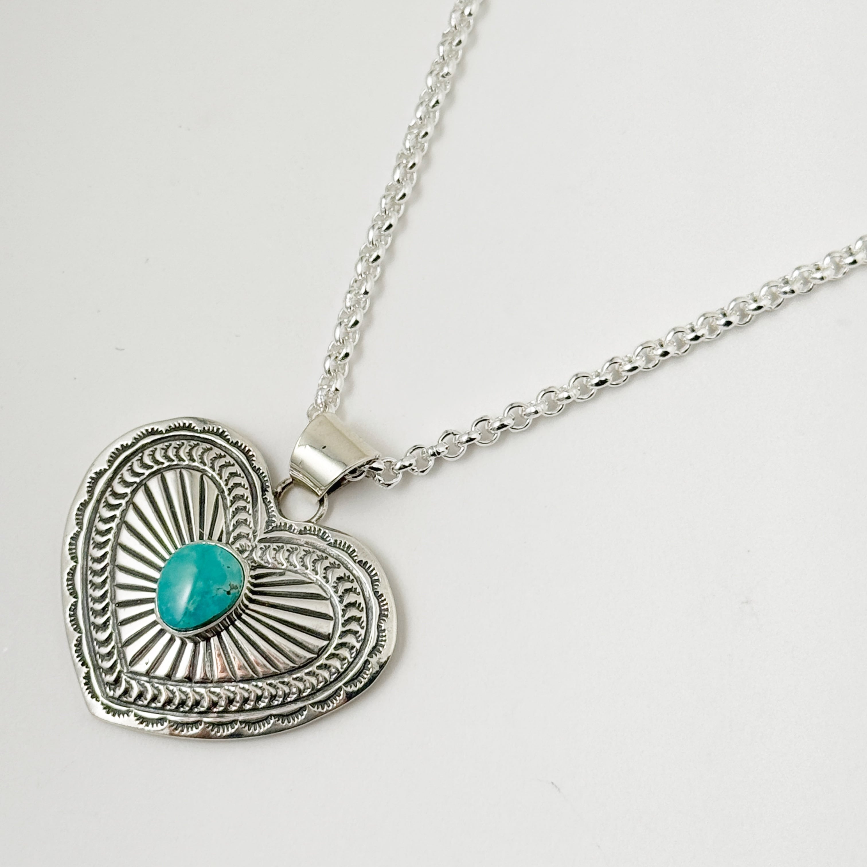 Indian Jewelry 》キングマン ターコイズハートペンダント ネックレス