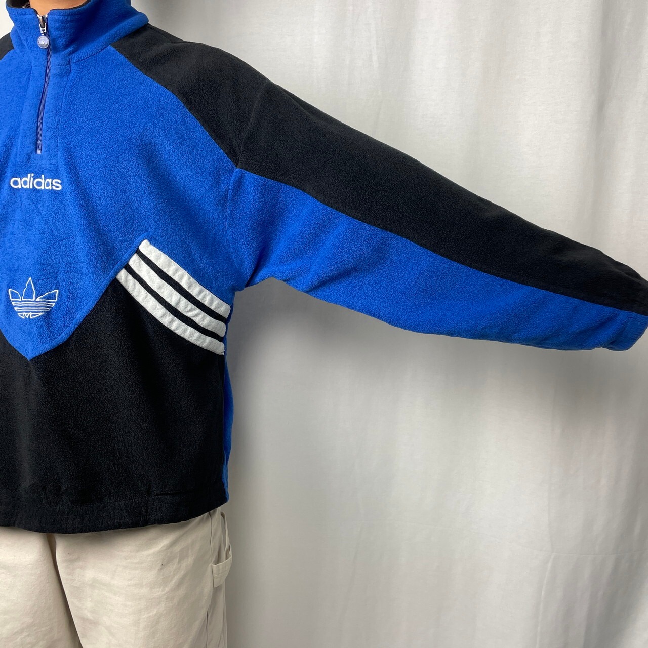 80年代 adidas アディダス フリースプルオーバー ハーフジップ メンズL 