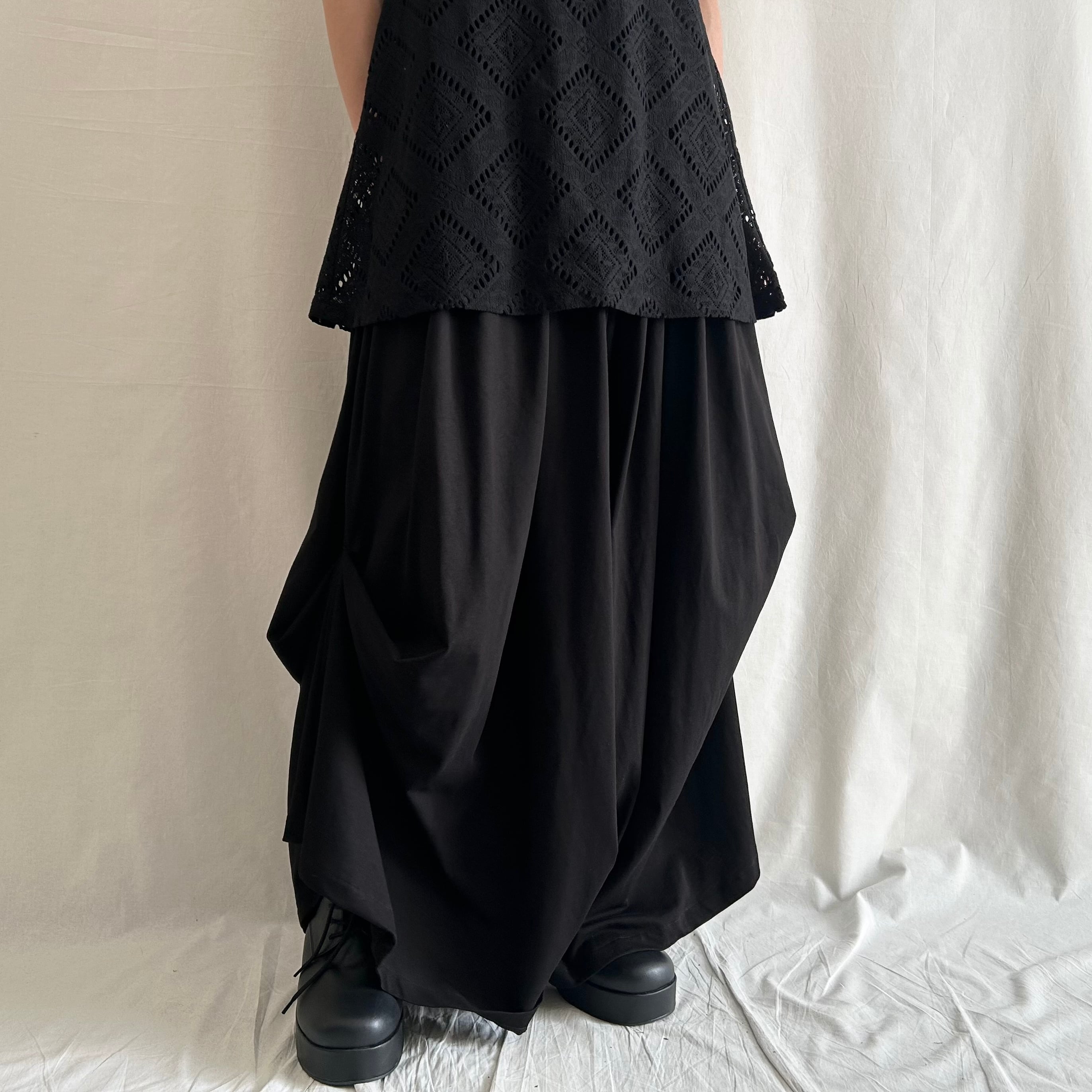 25SS】FETICO フェティコ / FAUX-LEATHER SATIN OFF-SHOULDER JUMPSUIT