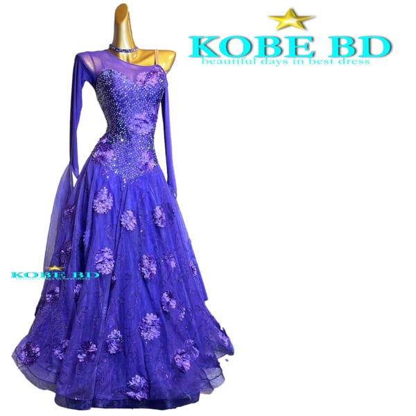 【社交ダンスドレス】⭐️【商品番号AIー 243025】スタンダードドレス / (パープル)ワルツやスロー・タンゴにも!