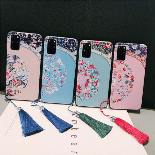 瑠璃スタイル★Galaxy S20+/S20ケース フリンジ付 花柄 魅力的♪