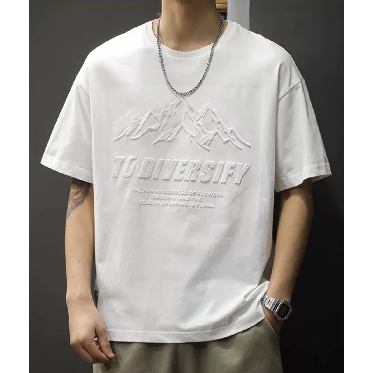 Embossed Oversized Short T-Shirt ◇2color H0221