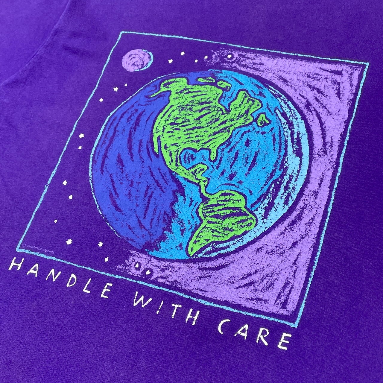 80年代 USA製 handle with care アート プリントTシャツ メンズL 古着