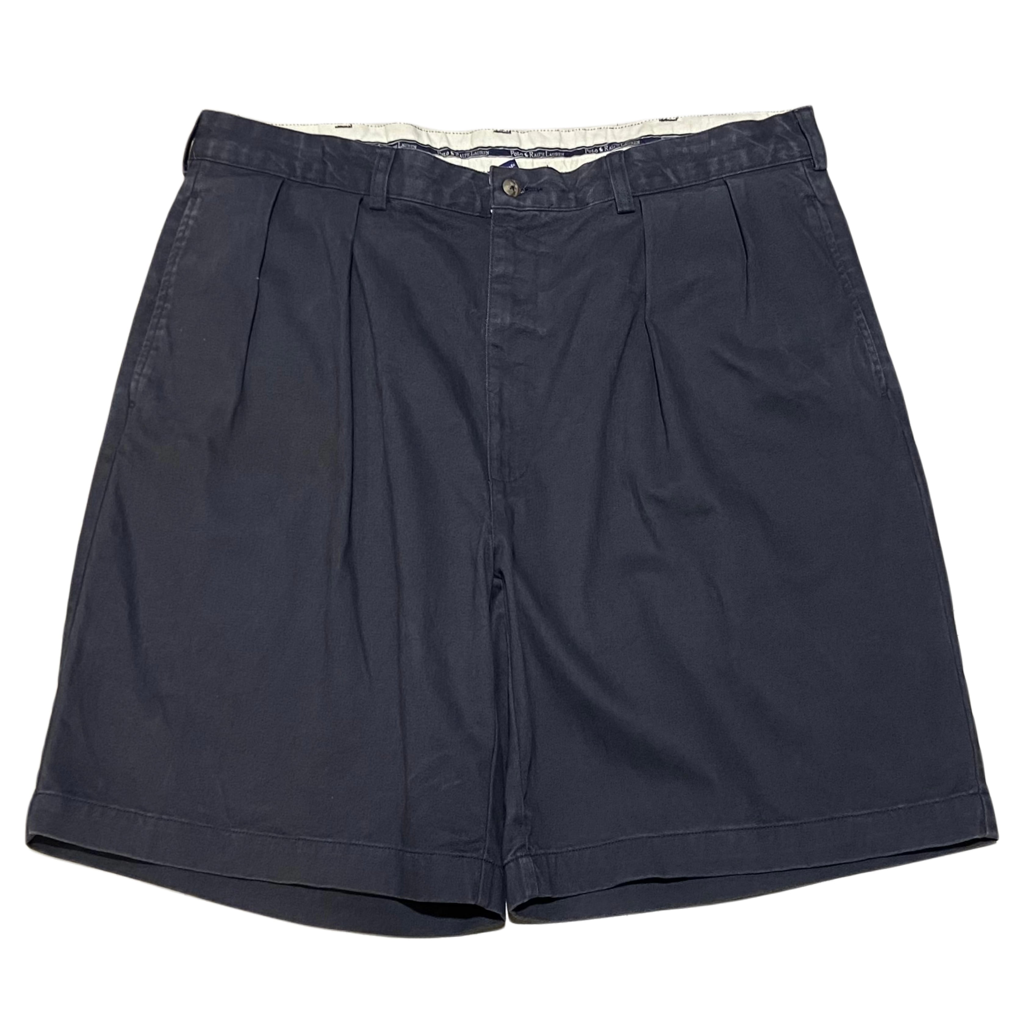 90s POLO RALPH LAUREN インタックプリーツ リネンパンツ ブラック