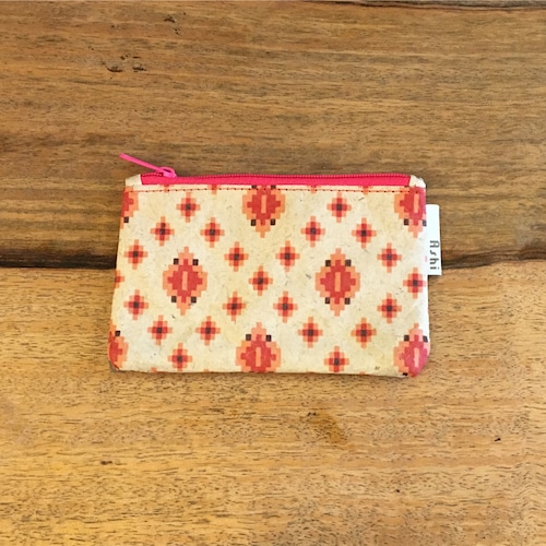 Ashi｜亜紙 Flat Pouch S＊Cambodia Traditional Design (Pink) 紙ポーチ 伝統柄 カンボジア ハンドメイド