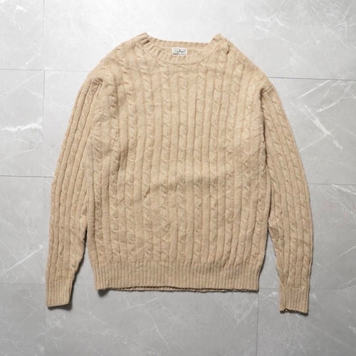 L.L.Bean Cable Knit L size エルエルビーン ケーブルニット Lサイズ キャメル ラムズウール 無地 L.L.Bean Cable Knit L size エルエルビーン ケーブルニット Lサイズ キャメル ラムズウール 無地