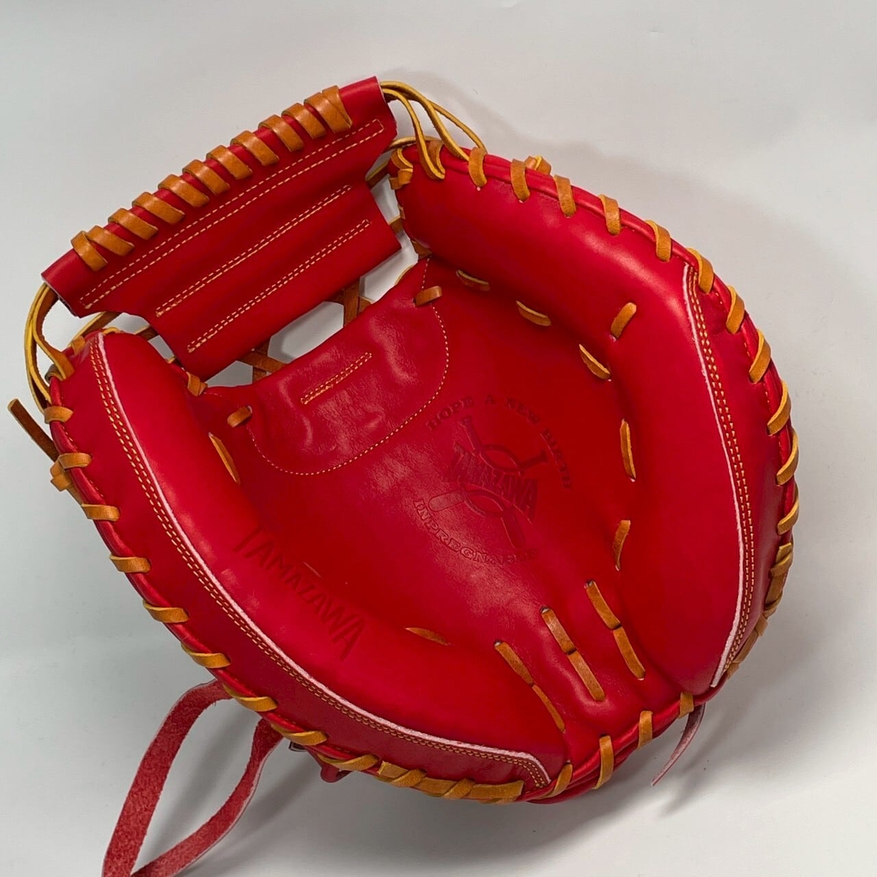 【硬式】玉澤 キャッチャーミット DELUXE TKC-TL2DX型 右投げ(本体:Rオレンジ× 紐:タン)|タマザワ_03