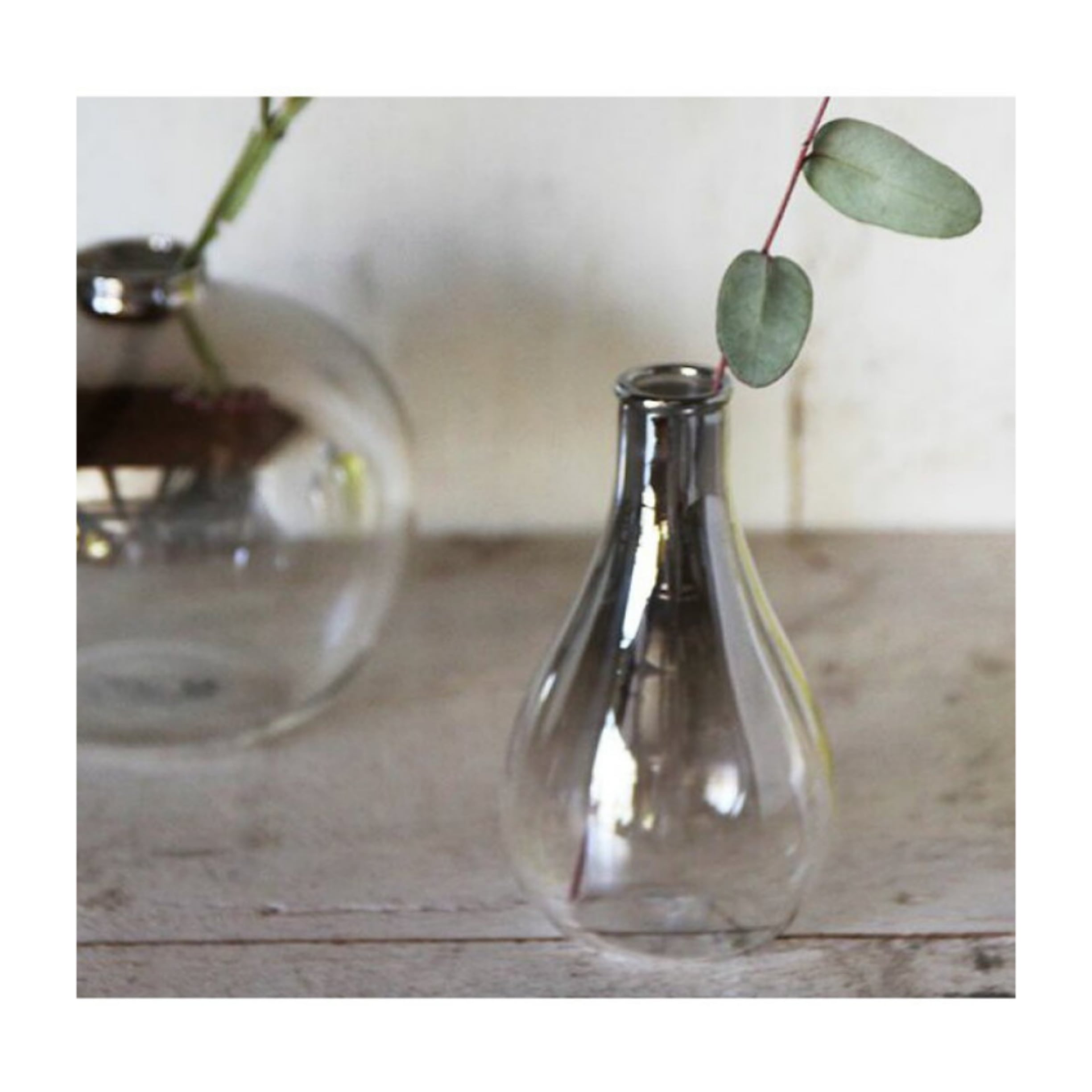 メタリックシルバー ガラス一輪挿し/ミニフラワーベース/花瓶/花器