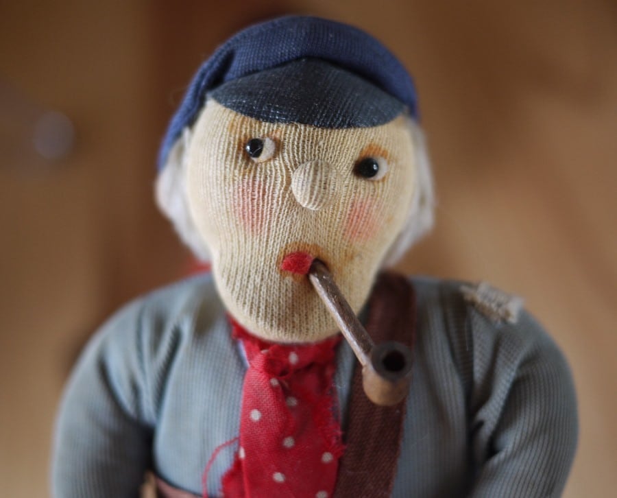 クロスドール パイプをくわえたマドロス 布人形 針金人形