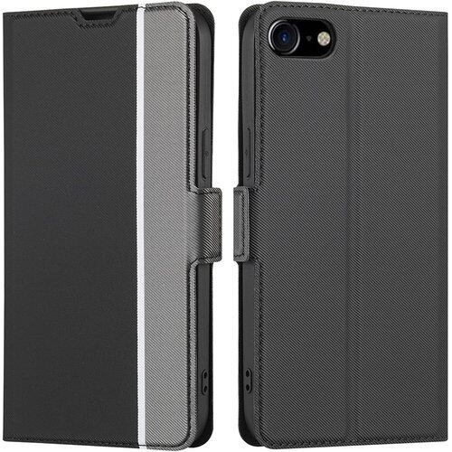 iPhone7 iPhone8 iPhone SE 2 イホン7 携帯カバー アイホン8 ケース SE ケース SE2 手帳 アップル iphone 7 ケース CASE iphone se se2 se3 ケースカバー 適用 BonwFzin 軽量 薄いケース 炭素繊維調 PU レザー マグネット 手帳 軽い 薄い カードケース スマホケース カード収納 耐衝撃 手帳ケース カード入れ スタンド 2色組合 グレー + ブラック 1812