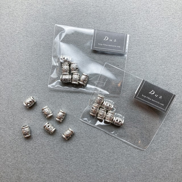 〈最終入荷〉お花模様入メタルパイプビーズパック（6p）