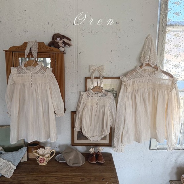 【取寄】oren｜elise smocking blouse (cream/mom)｜エリススモッキングブラウス（ママ）｜FREE｜mom｜26 spring