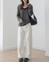 Uneck layered long sleeve Shirt set T20052